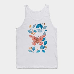 Butterfly with Blue Plants Leaves Tank Top